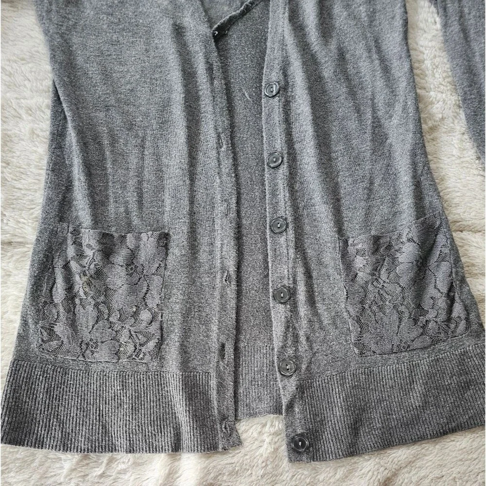 Candie’s Grey Sweater with Lace on the Back and Shoulders. Size S
